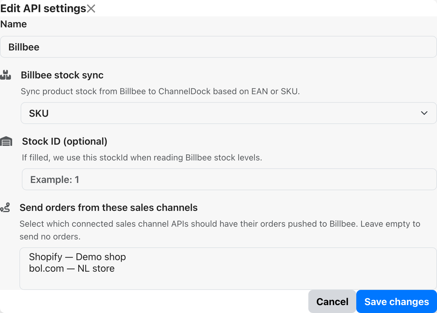 Billbee API settings