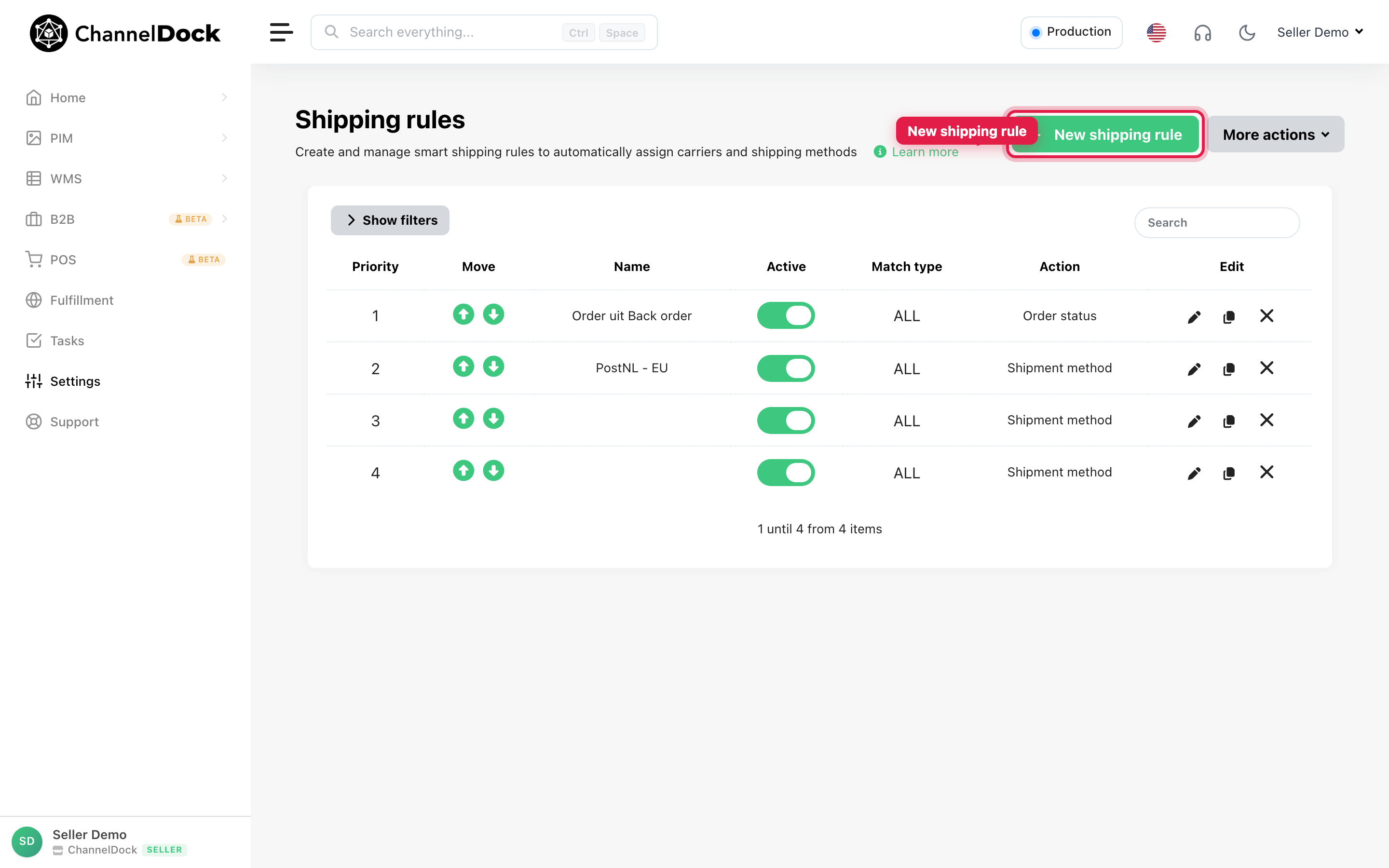 Create a new shipping rule